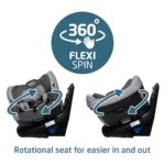 صندلی ماشین چرخشی طوسی مدل Emme 360 مکسی کوزی Maxi Cosi