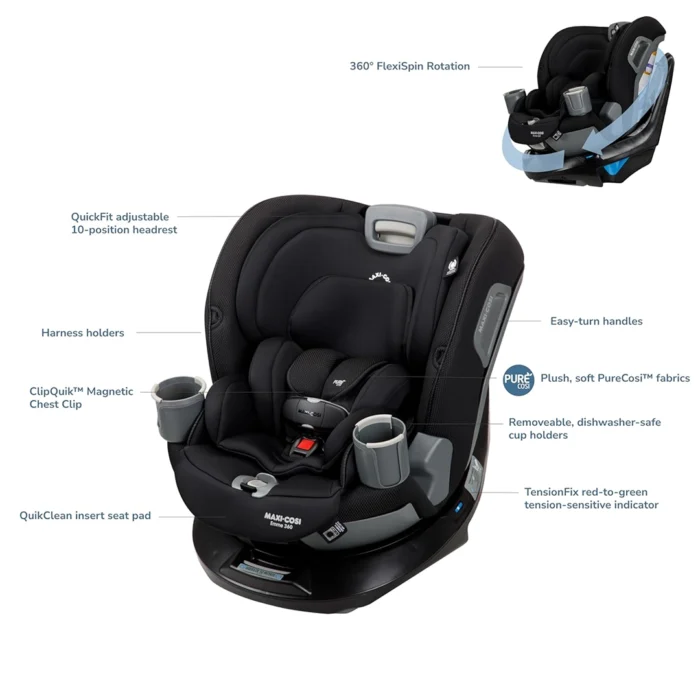 صندلی ماشین چرخشی مشکی مدل Emme 360 مکسی کوزی Maxi Cosi