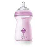 شیشه شیر نچرال 330 میل 6+ ماه دخترانه چیکو Chicco