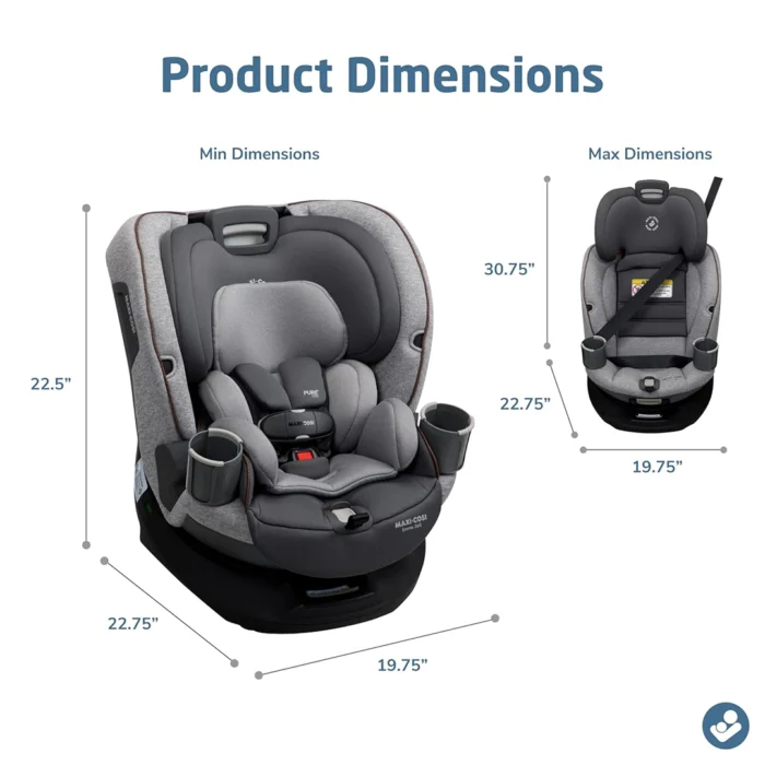صندلی ماشین چرخشی طوسی مدل Emme 360 مکسی کوزی Maxi Cosi