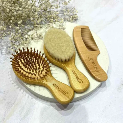 شانه و برس چوبی 3 تکه بیضی کاوالو Cavalo