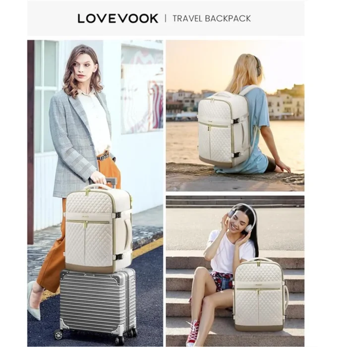 کوله پشتی جیب ابردوزی کرم لاو ووک Lovevook